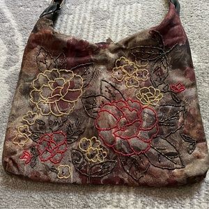 Vintage Beaded Embroidered Floral Shoulder Bag